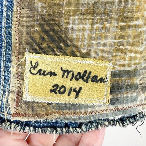 Artist’s Custom Designed Repurposed Jean Vest w/Mixed Media Queen Figure Sz 1X - Picture 7 of 14